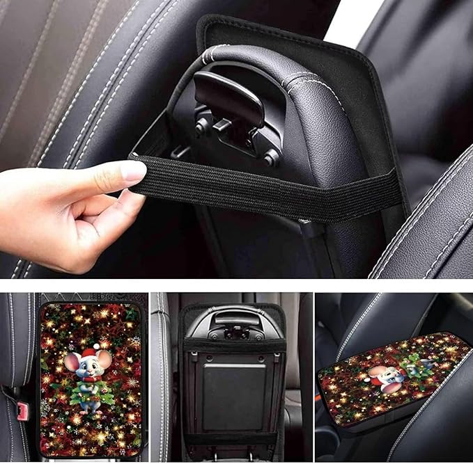 Cartoon Mouse Armrest Pad Cover for Cars Arm Rest Cushion Pads Car Center Console Cushion Non Slip Car Accessories Car Xmas Decoration
