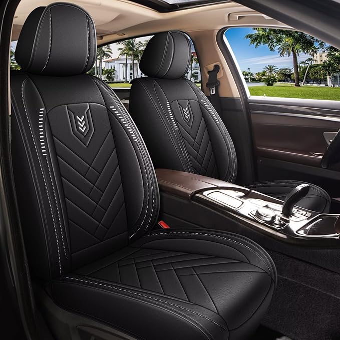 AOMSAZTO Car Seat Covers Fit for Hyundai Tucson 2005-2026 Full Set Premium Seat Covers Waterproof Leather Automotive Seat Cushion Protector Compatible with Airbag(5 Seats,Black)
