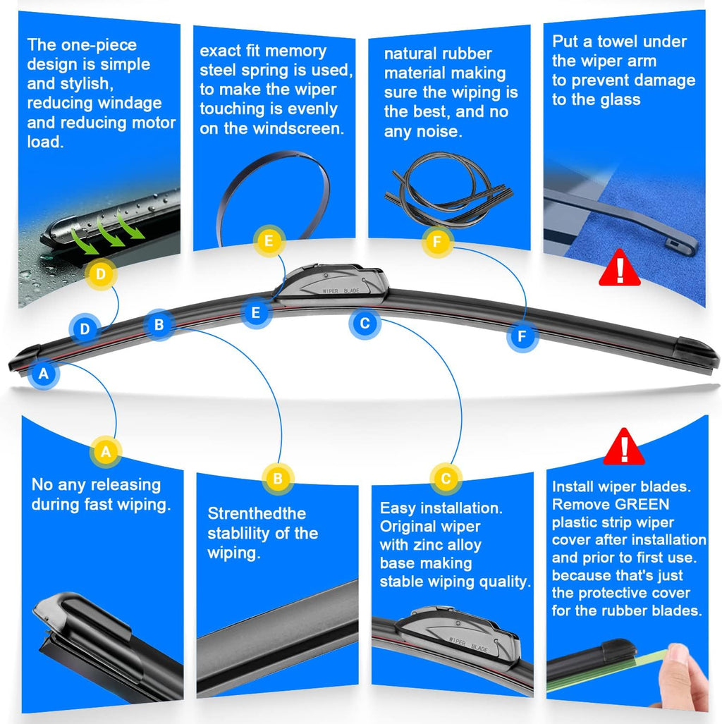 Windshield Wiper Blades Replacement for Dodge Durango 2004 2005 2006 2007 2008 2009 Original Factory Quality Front Rear Wipers Blade Set for My Car - 26" 21" 14" (Pack of 3)