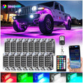 16Pods Full Angle RGB LED Rock Lights Kit for Trucks Pickup Jeep Gladiator Off-Road, 480Chip Waterproof Multicolor Underglow Light with APP/RF Remote, Pre Wired 12V Underbody Accent Light Dual Zone