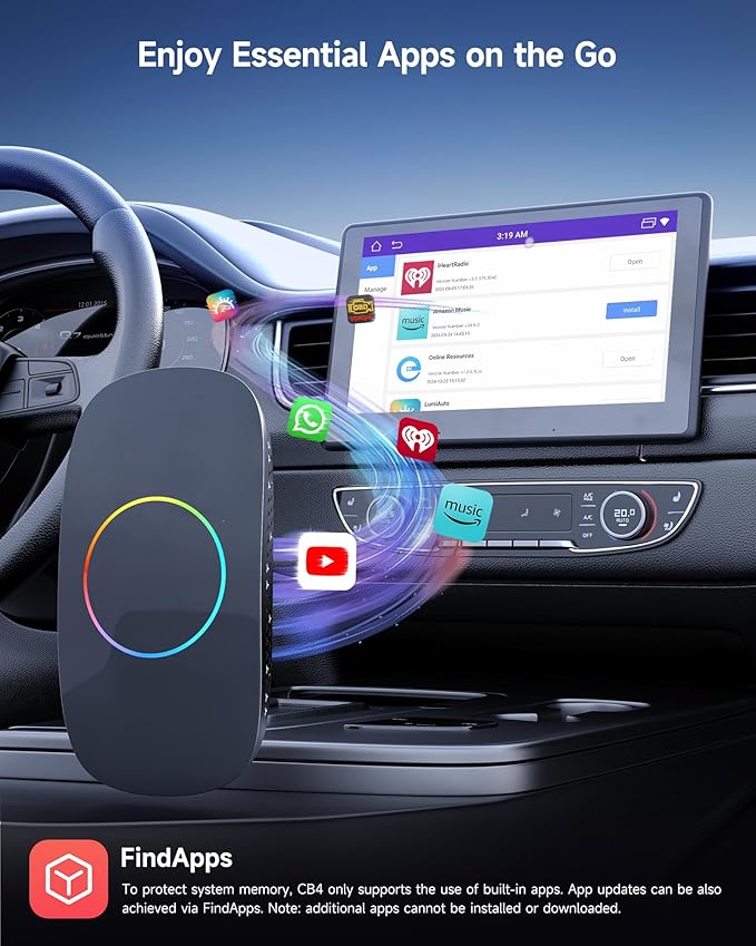 Magic Box - AI Box CarPlay Android Auto Wireless 2GB+16GB, Support YouTube, Netflix, Prime Video, Disney+, Spotify w/HDMI Output, Dual Wi-Fi & BT (5.4 & 4.2), USB Playback, AI-Powered