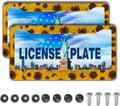 License Plate Protector for Women Yellow License Plate Frames for Men Sunflower Aluminum Metal Car Accessory 2 Pack with Screw Covers Set