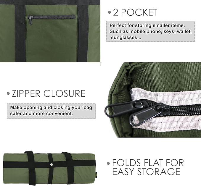 BeeGreen Cooler Bag Soft Insulated Tote for Beach Travel Grocery Shopping Lunch Portable Large Ice Coolers with Handle Hard Freezer Bags with Zippered Top Foldable Leakproof Delivery Totes Moss