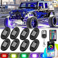 8 Pods RGB LED Rock Lights for Jeeps Trucks Golf Cart ATV UTV RZR SUV Offroad Pickup Car, Waterproof Multicolor Underglow Kit with APP Music Mode Underbody Neon Light Vehicle Underneath Accent 12V