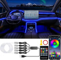 Jushope Car LED Lights, Interior Car Lights with Wireless APP/RF Remote/Button Control, Car Ambient Lighting Kit with 236" Integrated Molding Fiber Optic RGB Sync to Music (USB)
