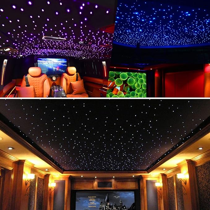CHINLY Twinkle 500pcs 9.8ft (0.03in+0.04in+0.06in) Fiber Optic Lights Star Headliner kit, Music Mode Bluetooth APP Control Remote, RGBW Twinkle Star Lights for Star Headliner/Theater/Home Ceiling