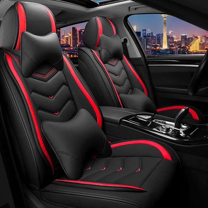 CTDS Car Seat Covers for Jeep Grand Cherokee L 2021-2026, Stylish Sport Seat Cover, Premium Nappa Leather Car Seat Cover. Automobile Seat Covers Sets.(Luxury 2 Seats/Black Red)