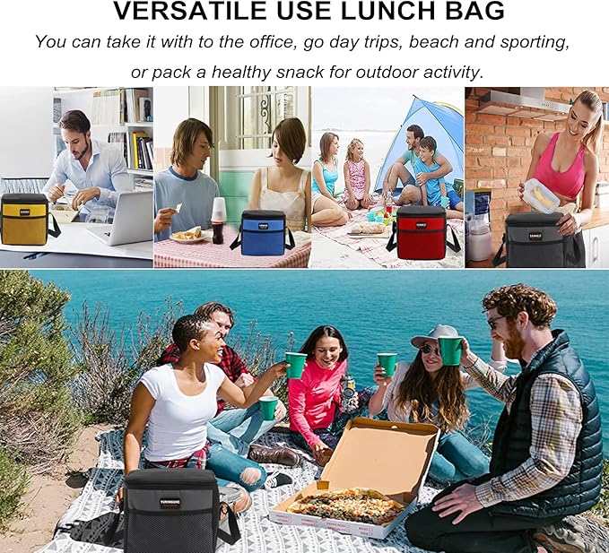 6 Can/5L Lunch Bag for Women Men Portable Lunch Box Small Cooler Bag Soft Collapsible Reusable Insulated Lunch Tote for Everyday Work Travel (Green)