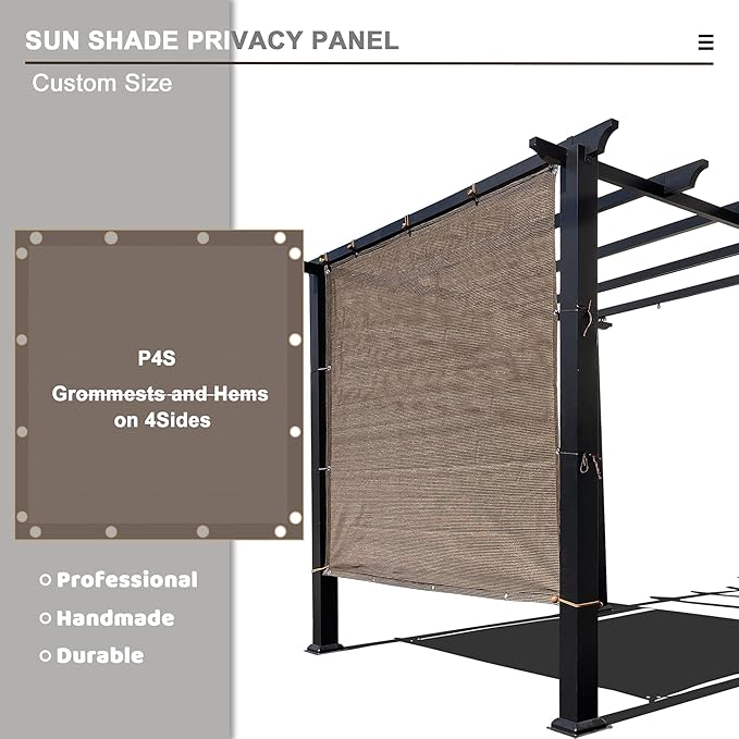 Alion Home Sun Shade Privacy Panel with Grommets and Hems on 4 Sides for Patio, Awning, Window, Pergola or Gazebo - Mocha Brown (12' x 10')