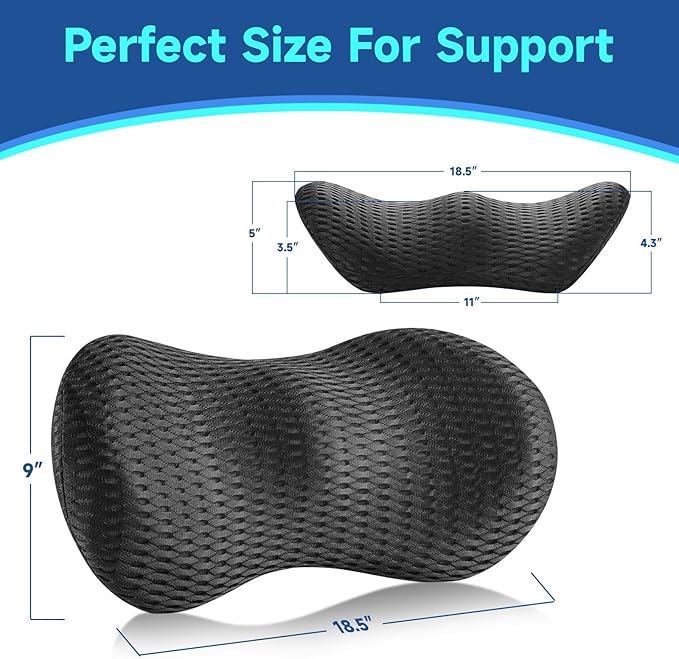 Lumbar Support Pillow for Office Chair Car Lumbar Pillow,Memory Foam Back Cushion with Breathable 3D Mesh Lumbar Support Orthopedic Backrest for Lower Back Pain Relief Ergonomic, LowerBackSupportBlack
