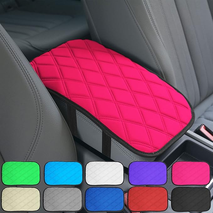 FH Group Neosupreme Pink Diamond Pattern Center Console Pad – Water-Resistant Armrest Cover Protector for Cars, SUVs & Trucks