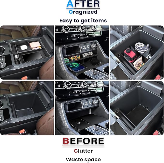 3PCS Center Console Organizer Compatible with 2023-2026 Honda Pilot/2026 Honda Passport Insert Divider Tray & Armrest Storage Box Divider Storage Tray Interior Accessories