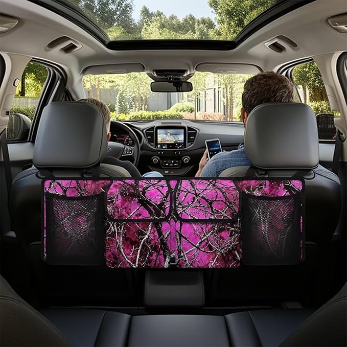 Camo Hunting Large Capacity Car Trunk Organizer, Waterproof Oxford Backseat Hanging Storage Bag with 4 Pockets, Foldable Car Organization for Car Tools, Car Accessory for SUV Truck