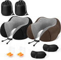 CloudBliss Travel Pillow Premium Memory Foam, Comfortable & Supportive Neck Pillow, Neck Pillows for Sleeping Travel, Airplane Pillow for Sleeping Airplane, Car, Office and Home（Black & Brown）