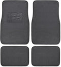 Premium 4 Piece Set of Carpet Car Floor Mats with Vinyl Safety Heel Pad for Car, Truck, SUV, Coupe Sedan, Black (MT-100-BK) Pack of 1