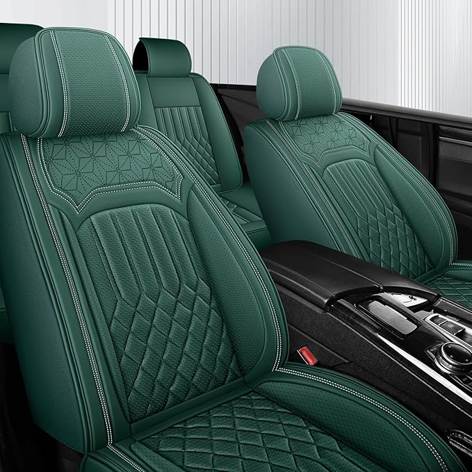 Car Seat Covers for Genesis GV70 2022-2025 2026, Full Set Premium Nappa Leather Waterproof Breathable Anti-Slip Airbag Compatible Car Seats Protector, Soft Car Interior Seats Cover (Green)