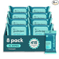 goodwipes Flushable Butt Wipes - Vitamin E & Aloe - Sewer & Septic Safe - Extra Large Adult Wet Wipes For Women & Men - Bathroom Essentials - Shea-Coco, 418 Count (8 Packs + 1 Travel)