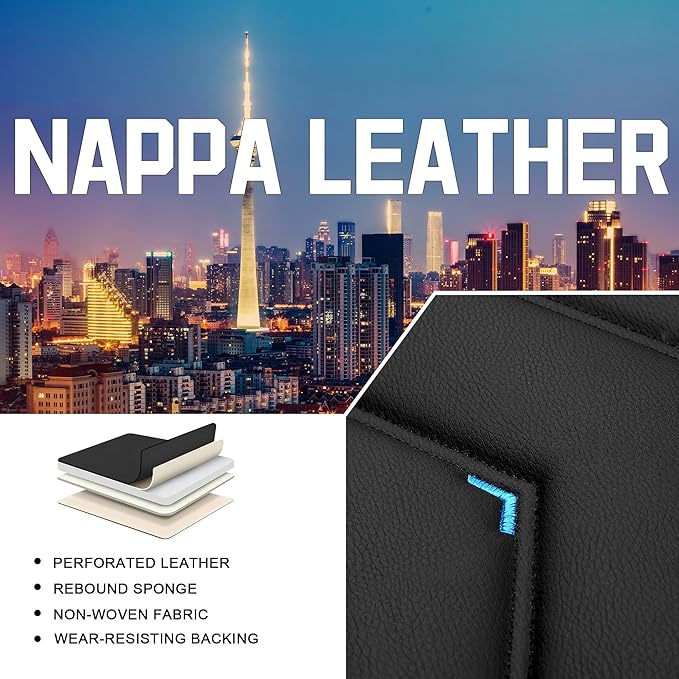 CTDS Car Seat Covers for Mazda CX-5 CX-3 CX-7 CX-9 CX-50 CX-30 CX-70 CX-90 2007-2026, Stylish Sport Seat Cover, Premium Nappa Leather Car Seat Cover.(Standard 2 Seats/Black Blue)