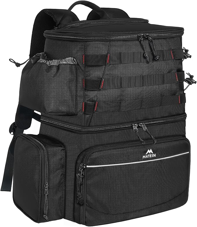 MATEIN Fishing Backpack, Water Resistant Tackle Storage Bag with Rod Holders & Cooler, Fishing Gifts for Men