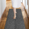 Custom Size Backed Non-Slip Area Rugs Runner, Easy Clean, Waterproof Runner Rugs for Hallway Entryway, Kitchen, Laundry, 4FT x 63FT, Gray Stripe