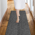 Custom Size Backed Non-Slip Area Rugs Runner, Easy Clean, Waterproof Runner Rugs for Hallway Entryway, Kitchen, Laundry, 3FT x 26FT, Gray Stripe