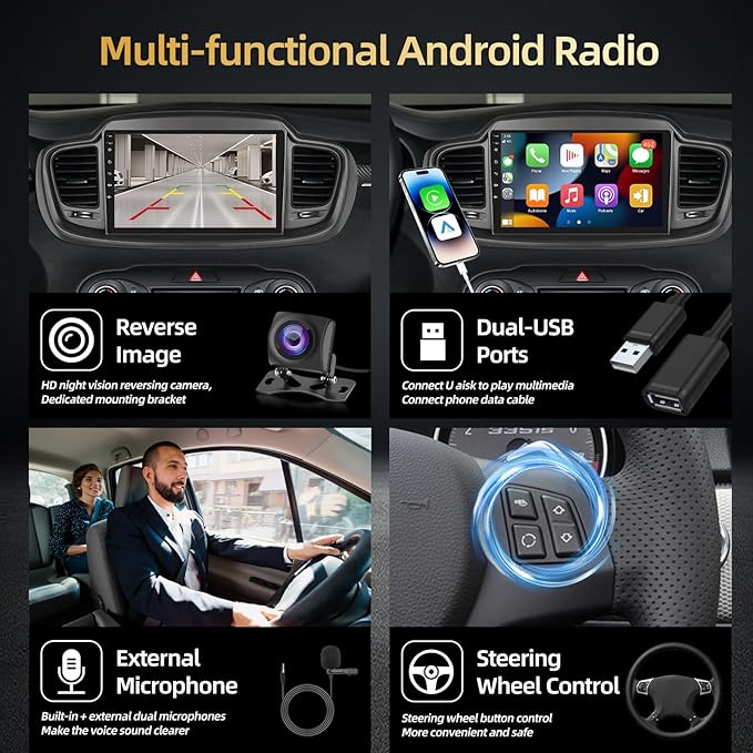 2+64G for KIA Sorento 2015 2016 2017 2018 2019 2020 Android Car Stereo with Wireless Carplay and Android Auto - 10 Inch HD Touchscreen Radio with EQ GPS WiFi FM/RDS + AHD Rear View Camera, MIC