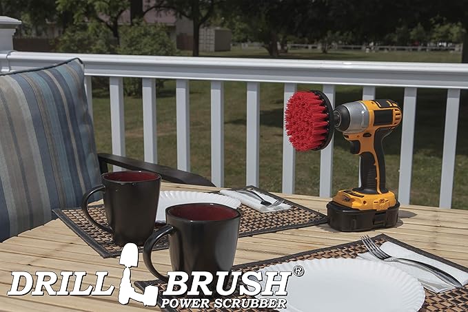 Outdoor Cleaning Tools - Patio Scrub Brush - Outdoor Deck Scrubber Brush - Bird Bath Cleaning Tool - Fountain Cleaning Brush - Garden Statues Cleaning Tools - Concrete Stain Cleaner - House Siding