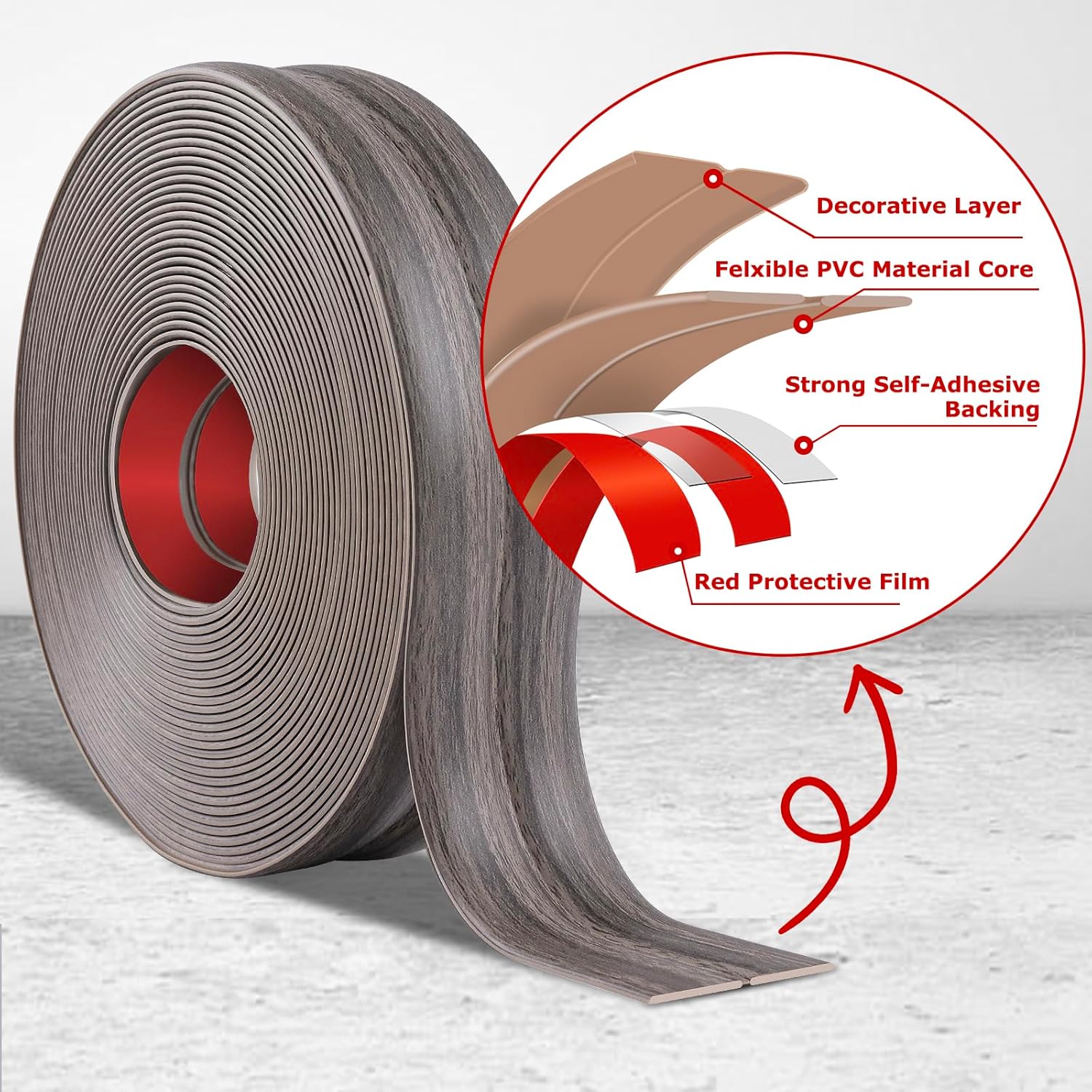 Flexible Wall Corner Protector Moulding Trim Peel and Stick Wall Corner Guards Edge Protector Self Adhesive Molding Trim Strip for Edge Ceiling (Brown Walnut Wood Grain, 1.6 in x 20 Ft)