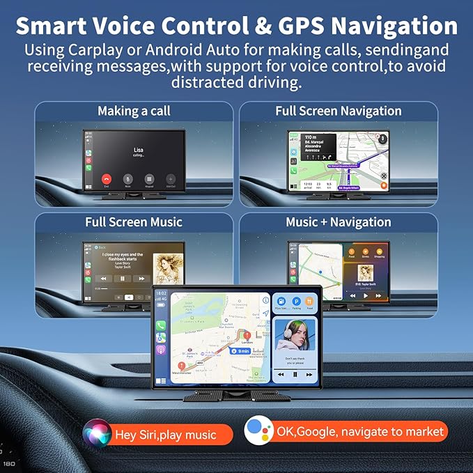 Wireless Carplay 11.3" A pple Carplay Screen for Car with 4K Dash Cam 1080P Backup Camera, Car Stereo for Carplay & Android Auto GPS Navigation/Bluetooth/Mirror Link/Voice Control/AUX/FM/Siri