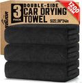 Microfiber Towels for Cars, 3 Pack Dual Sided Drying Towels Car Detailing， 1200GSM Car Drying Towel(24″x 36″), Ultra Absorbent Car Cleaning Towel, No Streak or Scratch, Machine Washable