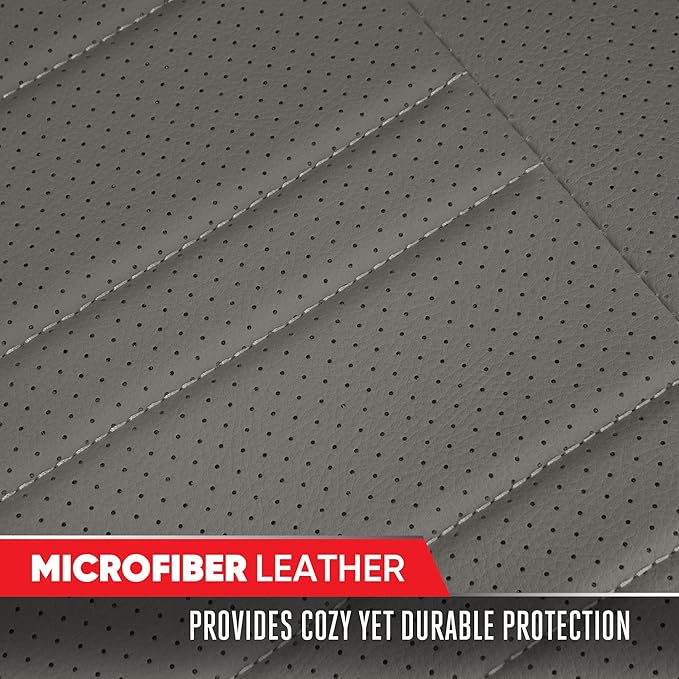 Motor Trend Car Seat Covers for Front & Rear Full Set - Nappa Leather Seat Protectors for Cars, Trucks & SUVs - Gray Automotive Seat Covers with Storage Pockets - Durable Bottom Cushion Protection