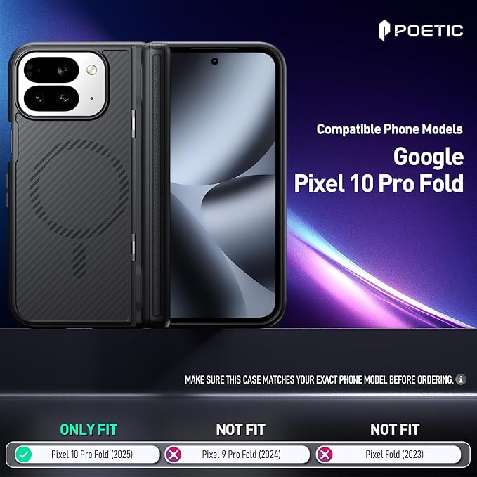 Poetic Revolution Flex Case for Google Pixel 10 Pro Fold, [Foldable Kickstand][Hinge Protection][MagSafe Compatible], Shockproof Slim Pixel 10 Pro Fold Cover with Built-in-Screen Protector, Black