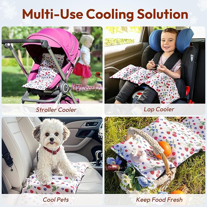 NCVI Car Seat Cooling Pad, Baby Stroller Cooling Pad - Insulated Cushion with Ice Pack for Heat, Multifunctional Cooler for Kids, Adults and Pets, Comfortable & Durable Summer Seat Liner Cooling Cover