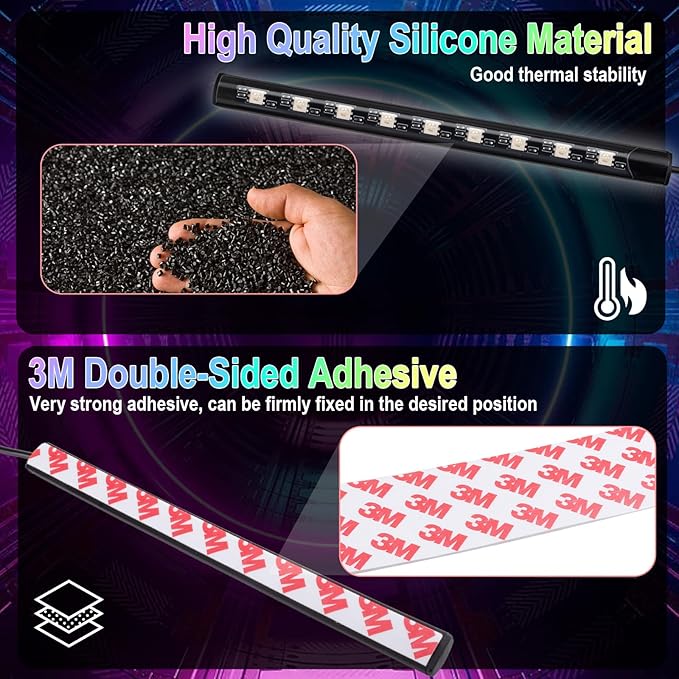 BFXM Car Interior Lights, 12V LED Strip Lights with Cigarette Lighter Adapter, Ambient Lighting Car Accessories, App & Remote Control Music Sync Color Change Lights for Truck Car (36LED Beads) -2 Set