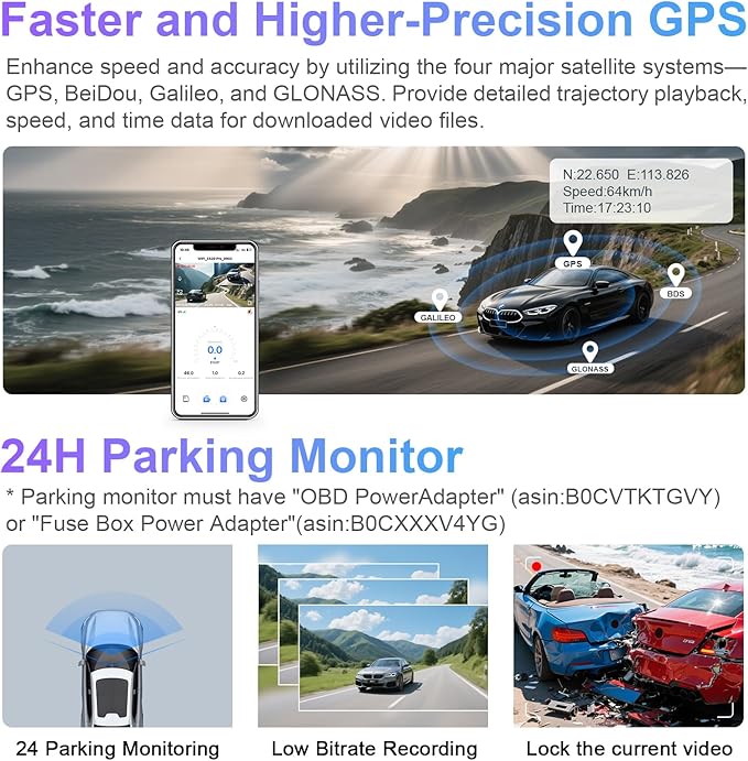 mangoal 4K Front & 2K Rear 2 Channel HDR Dash Cam, Dual STARVIS 2 IMX678 IMX675, Custom Fit for Ford F150 2018-2026 F250/F350 Super Duty 2020-2026(Model A), 5GHz WiFi, GPS, 128GB Card