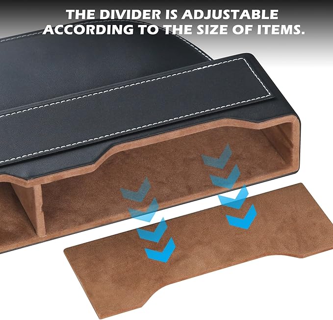 2-Pack Black Obsidian Car Seat Gap Filler - Premium Leather Wrapped Wood Organizer with Flocked Finish Universal Fit for Car SUV Truck Anti-Drop Console Side Storage Interior Accessories