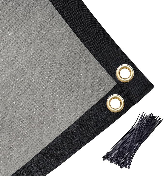 Amagenix 90% Shade Fabric 16'X 23' Gray Sun Shade Cloth with Grommets for Pergola Replacement Shade Cover Canopy, Heavy Duty, Cable Zip Ties Included (We Customized)