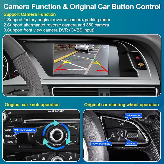 Wireless Carplay Android Auto Module Receiver Box for Audi S4 S5 A4 A5 (2009-2015 Year) for Q5 (2009-2017 Year) with 2GMMI, Carplay Retrofit Kit Decoder Adapter