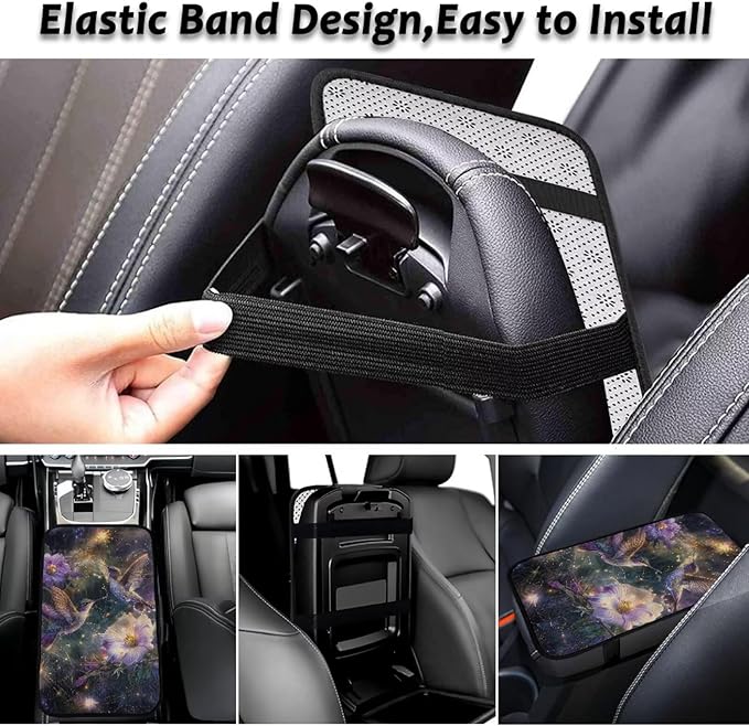 Flower Hummingbird Car Arm Rest Cushion for Arm Support Soft Comfortable Car Armrest Cushion Anti-Scratch Car Interior Accessories for Most Cars SUVs and Trucks