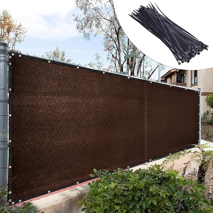 Royal Shade Custom Size 6' x 86' Brown Fence Privacy Screen Windscreen Cover Netting Mesh Fabric Cloth - Cable Zip Ties Included (We Make Custom Size)