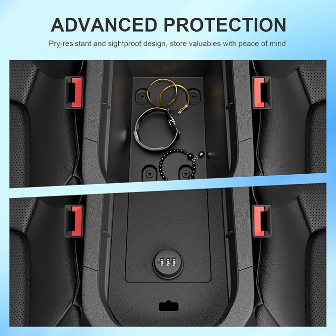 SZYANG Center Console Safe Organizer Compatible with 2019-2025 Toyota RAV4 Lock Box Console Safe Vault Replacement for 2019-2025 Toyota RAV4 Accessories