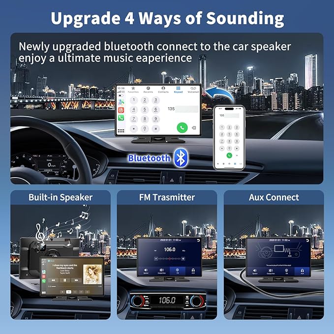 Wireless Carplay 11.3" A pple Carplay Screen for Car with 4K Dash Cam 1080P Backup Camera, Car Stereo for Carplay & Android Auto GPS Navigation/Bluetooth/Mirror Link/Voice Control/AUX/FM/Siri