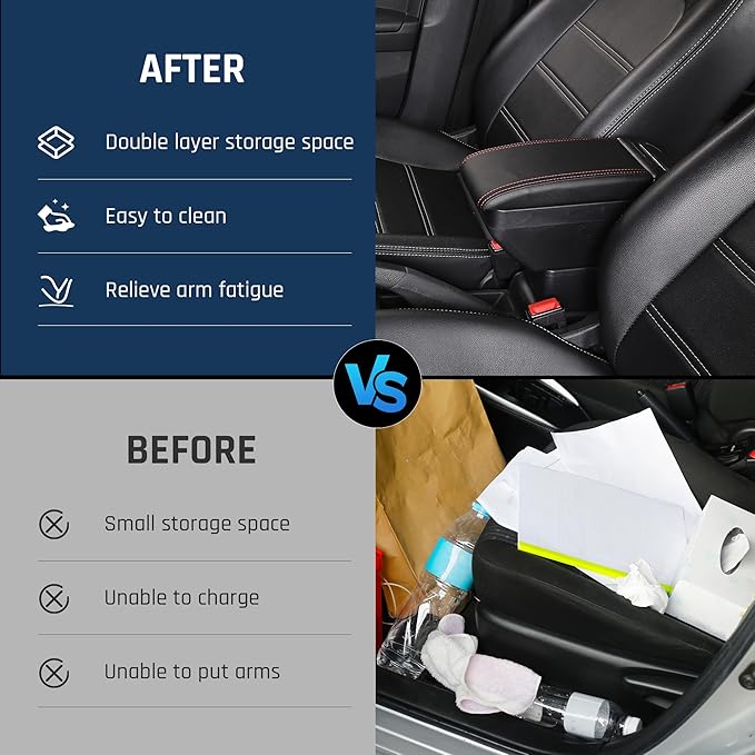 YJYWZH Armrest Box for Nissan Almera Versa 2012-2019 Car Center Storage Box Organizer Interior Hand Centre Consoles with Cup Holder Arm Rest Double-Layer Accessories Black