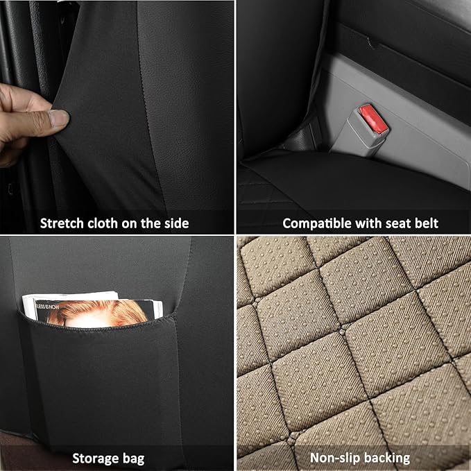 GIANT PANDA Full Set Car Seat Covers Custom Fit for Toyota Rav4 2019 2020 2021 2022 2023 2024 2025 Rav 4 Hybrid (XLE/LE/XLE Premium/Limited), Front & Rear/Back Accessories, Faux Leather (Black)
