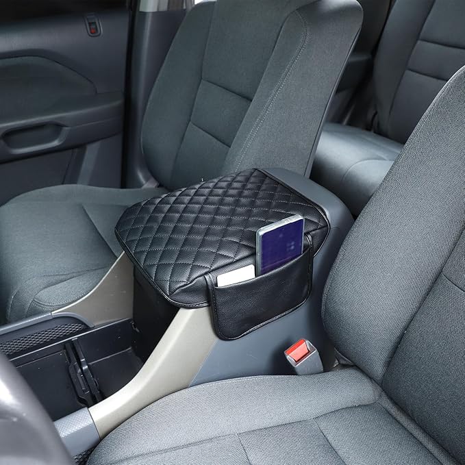 Center Console Cover Pad for Honda Pilot 2003 2004 2005 2006 2007 2008 Accessories Arm Rest Box Lid Cover Pad Armrest Seat Box Cover Car Armrest Pillow Cushion Mat Protector Leather (Black1)