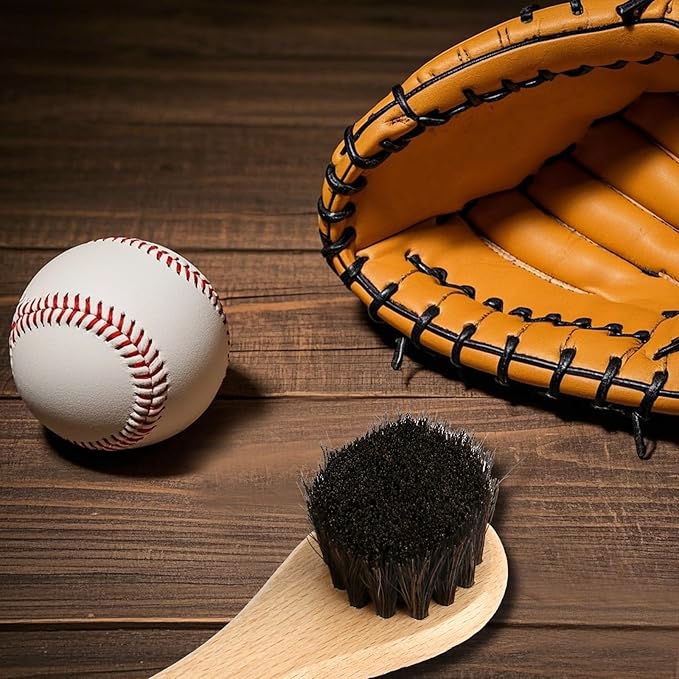 lasuroa 2pcs Baseball Glove Brush, Small Baseball Glove Scrub Horsehair Brushes Gentle Routine Maintenance Horse Hair Bristles Practical Cleaning Supply Accessories for Deep Clean