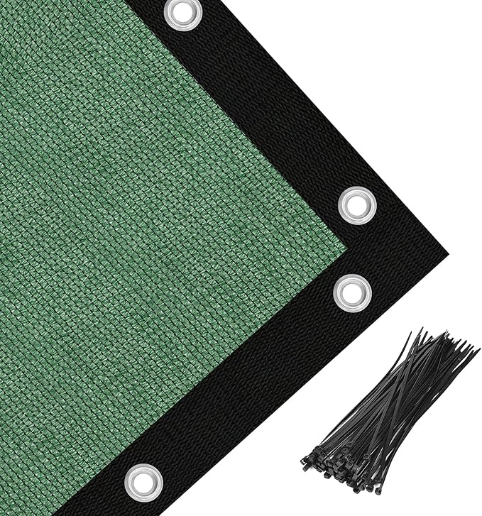Amagenix 90% Pergola Shade Cover 7' X 12' Sun Shade Cloth with Grommets for Outdoor Garden Patio Porch, Commercial Grade 200 GSM - Cable Zip Ties Included (We Customized) GN108, Green