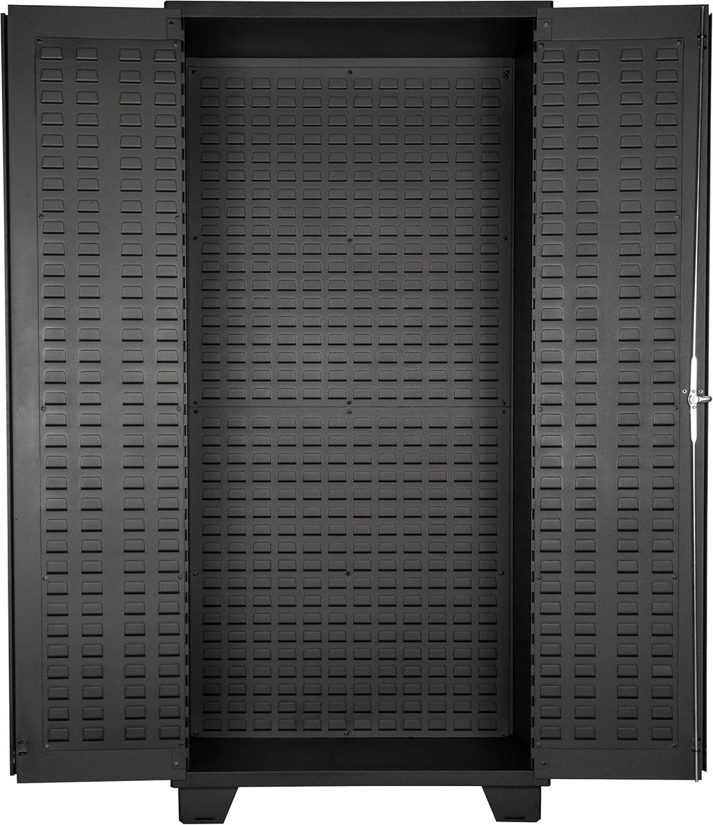 Jamco Tool Storage Cabinets with Bin Mounts, Model DF, Includes 122 Bins, 36-Inch W x 24-Inch D x 78-Inch H, Red Bins