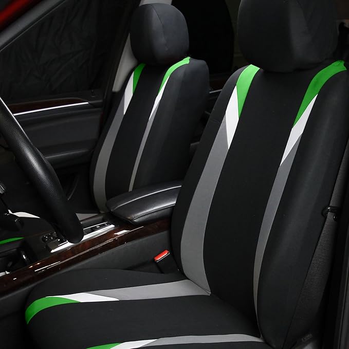 FH Group Automotive Seat Covers Airbag Compatible Front Seats Only Universal Fit Interior Accessories Cars Premium Modernistic Green Seat Covers Car Accessories for Vans Trucks SUV Car Accessories