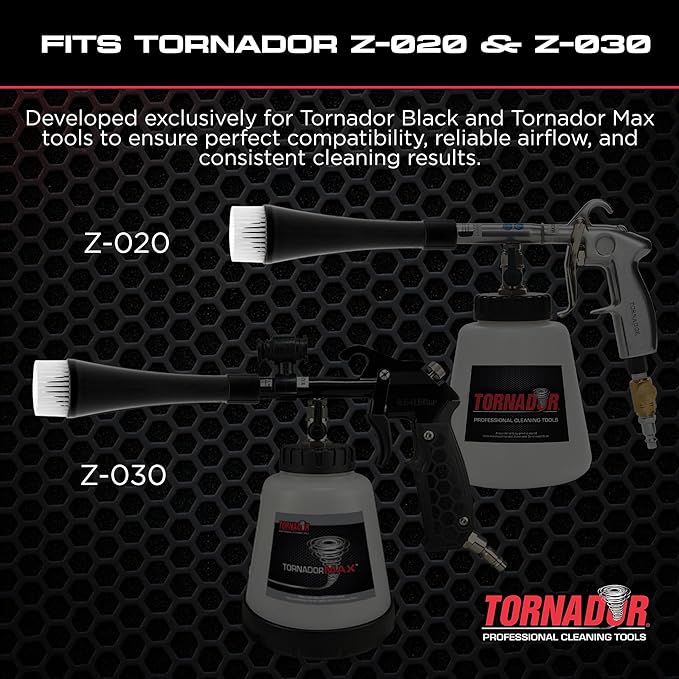 Tornador TB-900 Brush Cone for Z-020 Black and Z-030 Max | Air Driven Rotating Bristles | Noise Reducing Design | Easy Snap-On Fit | Designed for Automotive Interior Cleaning